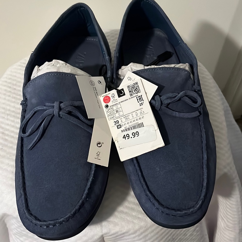 Zara men suede shoes, size 6, color blue.